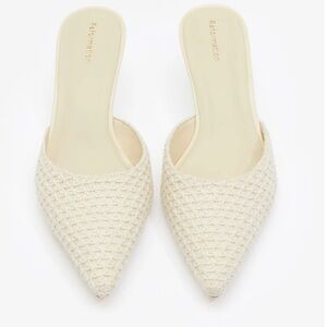 Reformation Wilda Kitten Mule Ivory - Size 10